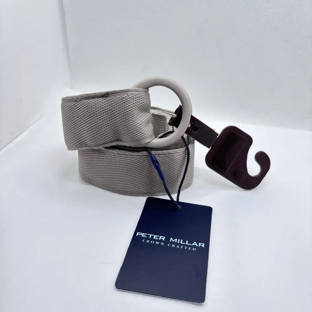 Peter Millar Crown Crafted Canvas Ring Belt Casual Golf Khaki Sz L